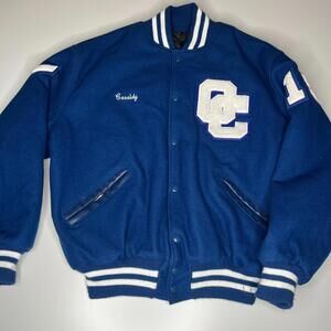 NEFF Varsity Letterman Jacket Clarinet Blue Wool Blend Size XL